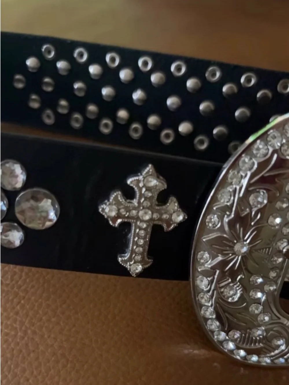 Black Crystal Western-Style Women's Belt